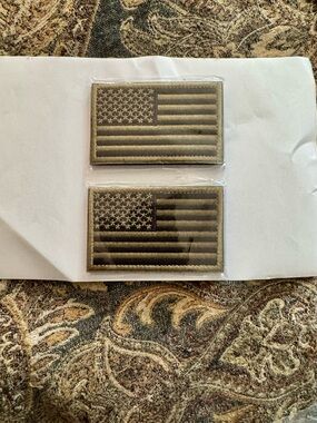 2 New OD Green American Flag Patches